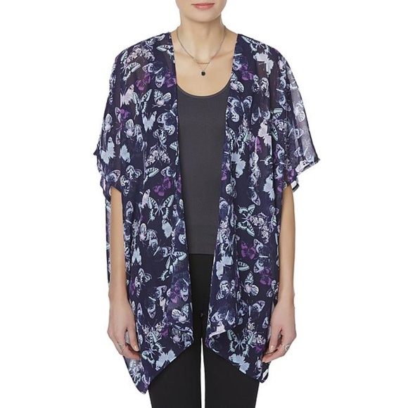 K Accessories Kimono Top Purple Green Butterfly Print Womens One Size Fits Most - Picture 8 of 8